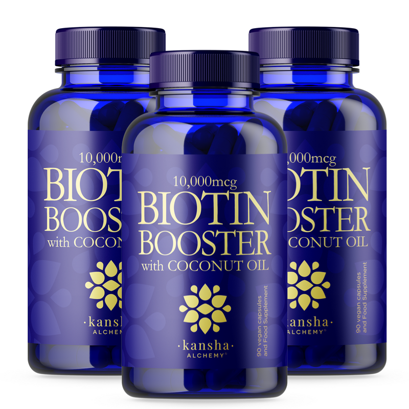 Biotin Booster 10,000mcg with Coconut Oil, SUPER STRENGTH`with EXTRA VITAMINS & Coconut Oil